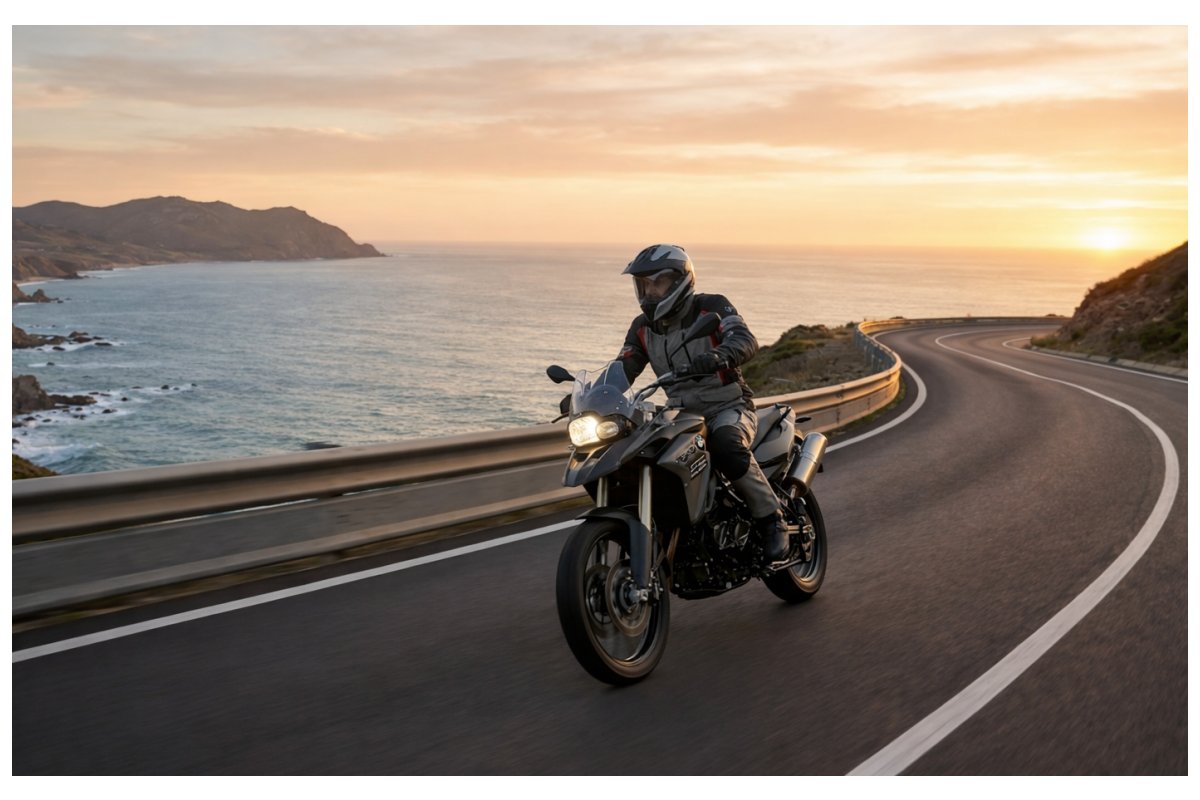 海沿いを走るバイクのイメージ風景