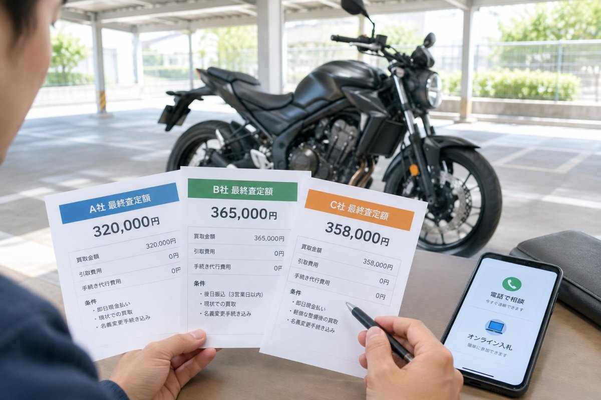 バイク一括査定は使うべき?相見積もりの仕組みとメリット・注意点
